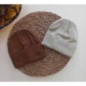 MARS BABY Kız Erkek Unisex Çocuk Kahverengi Taba Bej Triko Düz Katlamalı Bere