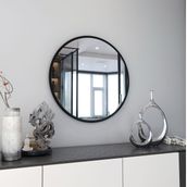 Marsah Home Metal Çerçeveli Yuvarlak Ayna, Siyah, 70X70