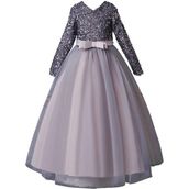 Masho Trend Gri Zara Payetli Çocuk Abiye - Kız Çocuk Elbise - Kız Çocuk Balo Elbise - Noel Elbise - 3 - 5 Yaş