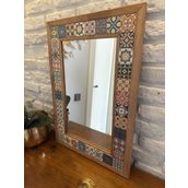 Masif Çerçeveli Mozaik Taş (Doğal-Mermer) Ayna 43x63 Ayn 202
