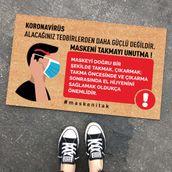 Maskeni Tak Uyari Kapi Onu Ve Ev Ici Paspas 45X75 Cm