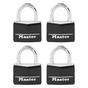 Master Lock 141Q Kapaklı Alüminyum Anahtarlı Asma Kilit, 4'lü Paket, Siyah