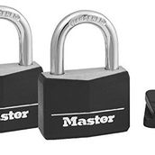 Master Lock Anahtarlı Kapalı Asma Kilitler, Dış Mekan Kilitleri, 2'li Paket, 141T, Siyah