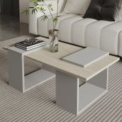 Matris Modern Orta Sehpa – Geometrik Tasarım ve Şık Detaylar, Gri/Traverten