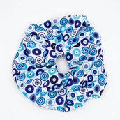 Mavi Göz Nazar Boncuğu Motifli Simit Toka | Şık ve Esnek Saç Tokası 18 Cm