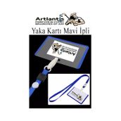 Mavi İpli Yaka Kartı 1 Adet Ayarlanabilir Boyuna Asma Kimlik Koruyuculu Pvc Mavi Yaka Kartlığı Seyehat Ofis Okul Büro mavi
