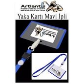 Mavi İpli Yaka Kartı 10 Adet Ayarlanabilir Boyuna Asma Kimlik Koruyuculu Pvc Mavi Yaka Kartlığı Seyehat Ofis Okul Büro