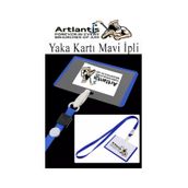 Mavi İpli Yaka Kartı 25 Adet Ayarlanabilir Boyuna Asma Kimlik Koruyuculu Pvc Mavi Yaka Kartlığı Seyehat Ofis Okul Büro