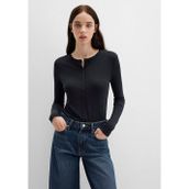 Mavi M1613652-80022 Düğme Detaylı Siyah Uzun Kollu T-Shirt Kadın Tişört