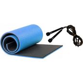 Mavi Siyah Pilates Minderi ve Atlama Ipi - 8 mm Pilates Matı ve Yoga Matı - Çift Taraflı