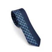 Mavi Ve Lacivert Pano Desenli Dokuma Kumaş Slim Fit Kravat // Kpk014