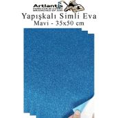 Mavi Yapışkanlı Simli Eva 35X50 Cm 3 Adet Simli Yapışkanlı Eva Süngeri Okul Kreş Anasınıfı Elişi Etkinlikleri Hobi
