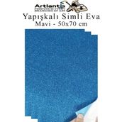 Mavi Yapışkanlı Simli Eva 50X70 Cm 3 Adet Simli Yapışkanlı Eva Süngeri Okul Kreş Anasınıfı Elişi Etkinlikleri Hobi