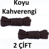 Mawrond 2 ÇİFT- Çok Koyu Kahverengi , 200 cm Uzunlukta, Fitilli Yuvarlak Bot Bağcığı, Extra Sağlam Bağcık, Ayakkabı Bağcığı