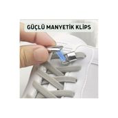Mawrond Açık Gri Bağcıklı, Manyetik, Paslanmaz Metal Tokalı, Elastik, Pratik, Tak Bırak Ayakkabı Bağcığı, 1 Çift