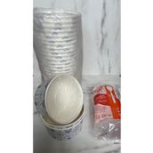 maycup 14 Oz Şeffaf Kapaklı Karton ÇORBA-AŞURE KASESİ 50 Adet+50 Adet Kaşık Maycup