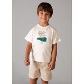 Mayoral 03218 Bej Erkek Çocuk Bermuda Şort ve T-Shirt Takım