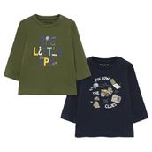 Mayoral 2068 Yeşil 2'li Erkek Bebek Baskılı Uzun Kol T-Shirt