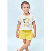 Mayoral 3213 Sarı Baskılı Kız Çocuk T-Shirt Şort Takım