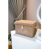 Mbois 03495 Mini Kapaklı Püskül Detaylı Düzenleyici Çok Amaçlı Organizer Keçe Sepet