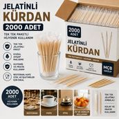 Mçb Group 2000 Adet Jelatinli Kürdan Tek Tek Paketli Hijyenik Ahşap Kürdan Restoran Kafe Otel Işletme