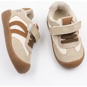 Mcdark Çocuk İlk Adım Sneaker Ayakkabı Bej Suni Deri Düz Taban ile Konforlu Kullanım