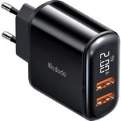 Mcdodo Ch-6330 18W Qc 3.0 Dijital Göstergeli 2xUsb Siyah Girişli Hızlı Şarj Adaptörü