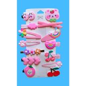 MCM Group Pembe Tema 14 Lü Set Çocuk Saç Tokası Seti Çoklu Figürlü Toka Set