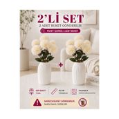 MD Aspiz Flowers 2 Demet Yapay Çiçek 7li Lüx krem krizantem Demeti 42 cm ( Saksısız ) Bitki Gelin Buketi karanfil kasımpatı