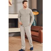 Mecit 22759 Gri Şardonlu Kışlık Büyük Beden Erkek Pijama Takımı