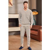 Mecit 2757 Erkek Gri Büyük Beden Uzun Kollu Pijama Takımı
