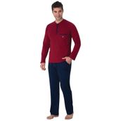 Mecit 2904 Bordo%100 Pamuk Erkek Büyük Beden Pijama Takımı