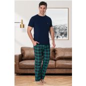 Mecit 2907 Lacivert Ekoseli Erkek Büyük Beden Pijama Takımı