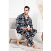Mecit 2950 Beyaz Ekoseli Büyük Beden Kışlık Erkek Pijama Takımı