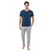 Mecit 4005 İndigo %100 Pamuk Erkek Pijama Takımı