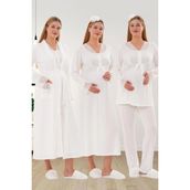 Mecit 6332 Ekru Sabahlık Gecelik Pijama Hamile Lohusa Set