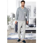 Mecit Pijama Erkek Büyük Beden Pijama Takımı %90 Pamuk, %10 Viskon Şardonlu Kumaş Sonbahar- Kış Sezonu