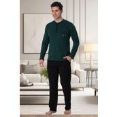 Mecit Pijama Erkek Büyük Beden Uzun Kollu Pijama Takımı %100 Pamuk Model cep detaylıdır.