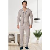 Mecit Pijama Erkek Önden Düğmeli Büyük Beden Pijama Takımı %100 Pamuk
