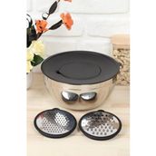Mediterian 5'li rende ve karıştırma kabı seti, 24 cm, gri, dayanıklı çelik, pratik mutfak yardımcıları - 100 ml - Şeffaf