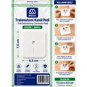 Mega Trakeostomi Kanül Pedi Küçük Beden 6,5cm x 7,5cm Tek Kullanımlık Emici Ped 50 Adet