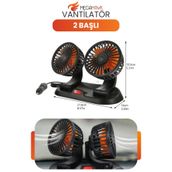 MEGAHAWK Çift Başlı Araç İçi Vantilatör 12V Çakmak Girişli Ayarlanabilir Oto Fan