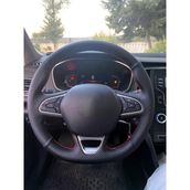 Megane 4 İcon Araca Özel Direksiyon Kılıfı (Nokta Karbon Kırmızı İp)