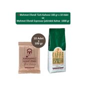 Mehmet Efendi 10x100 gr Türk Kahvesi + 1 kg Espresso Çekirdek Kahve