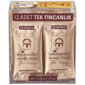 Mehmet Efendi 12 Adet Tek Kullanımlık Türk Kahvesi Yumuşak Lezzet ile Kafeinli Içerik - 12 gr
