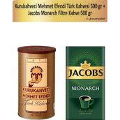 Mehmet Efendi Türk Kahvesi 500 gr + Jacobs Monarch 500 gr Filtre Kahve (2 adet)