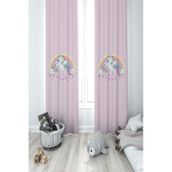 Mekta Home Gökuşağı ve Unicorn Desenli Pembe 2 Kanat Bebek ve Çocuk Odası Fon Perde