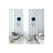 Mekta Home MKT-198 Bebek ve Çocuk Odası Sevimli Fil ve Balonlar 2 Kanat Fon Perde
