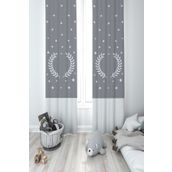 Mekta Home MKT-332 Bebek ve Çocuk Odası Yıldızlar ve Buğday Desenli 2 Kanat Fon Perde