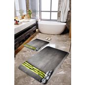 Mekta Home MKTBP-061 60x100 50x60 cm Bambu ve Taşlı 2'li Banyo Paspas Takımı